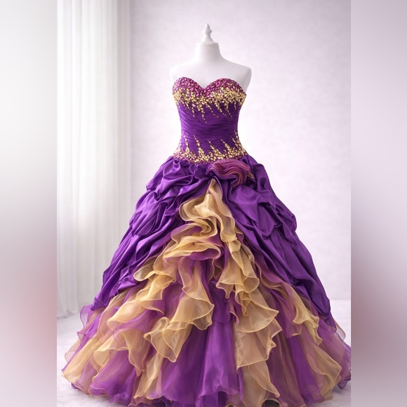 Mary's Bridal Dresses & Skirts - Princess by Mary’s Purple & Gold Ball Gown – Size 6 – New With Tags